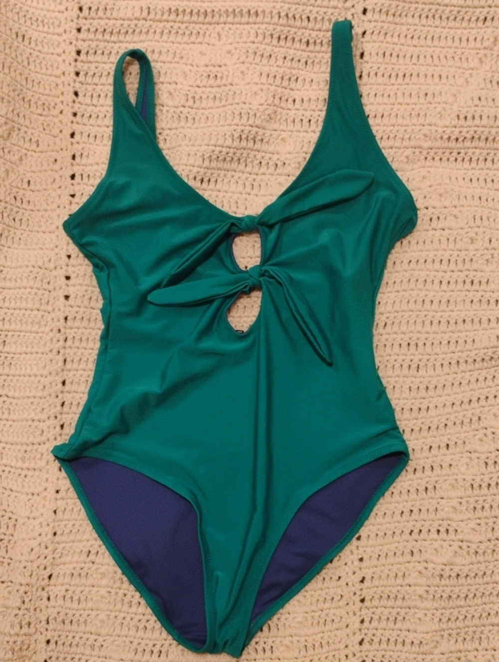 Old Navy Teal One-Piece Swimsuit with Front Tie Cutouts